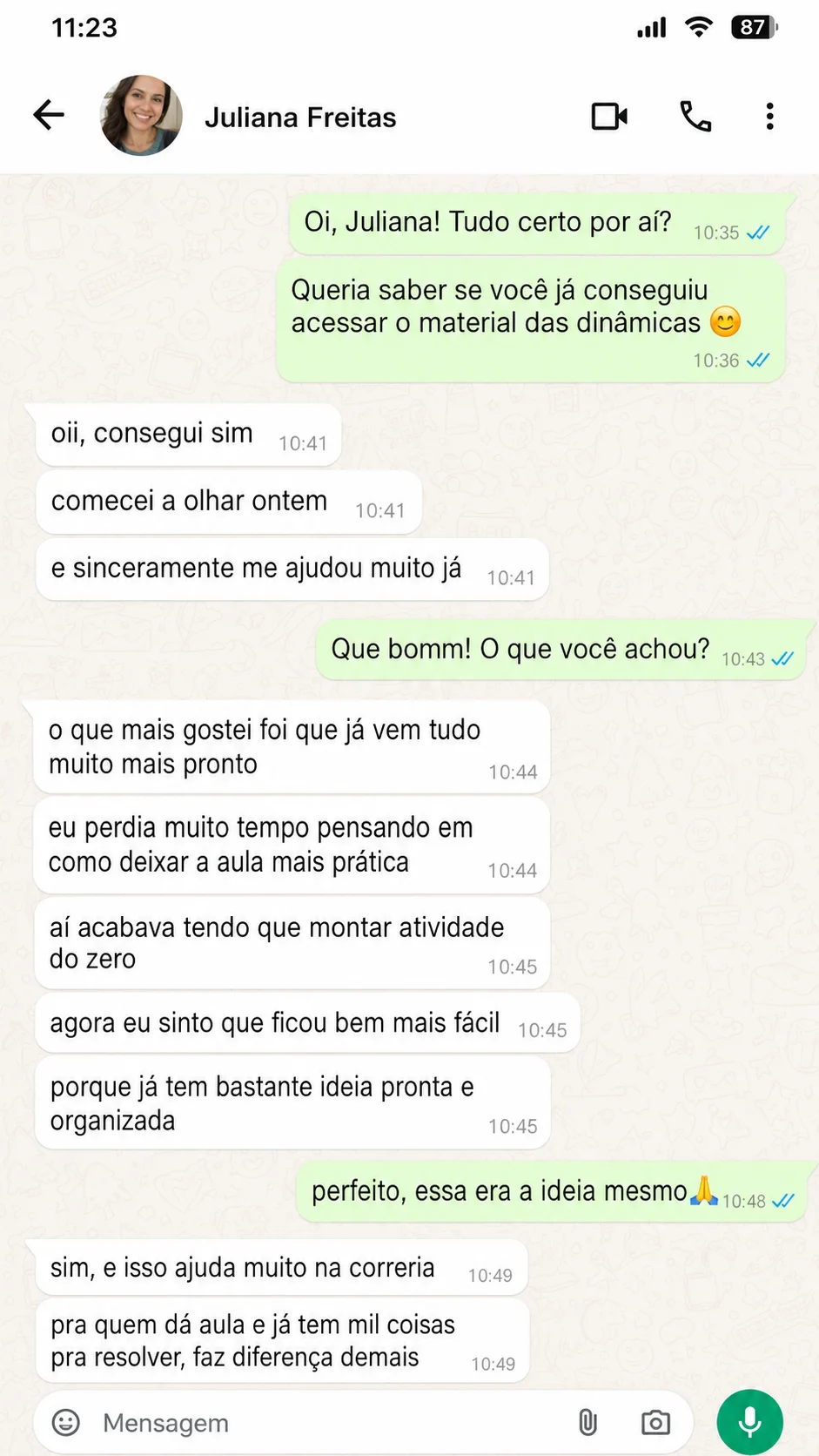 Depoimento de aluno 1